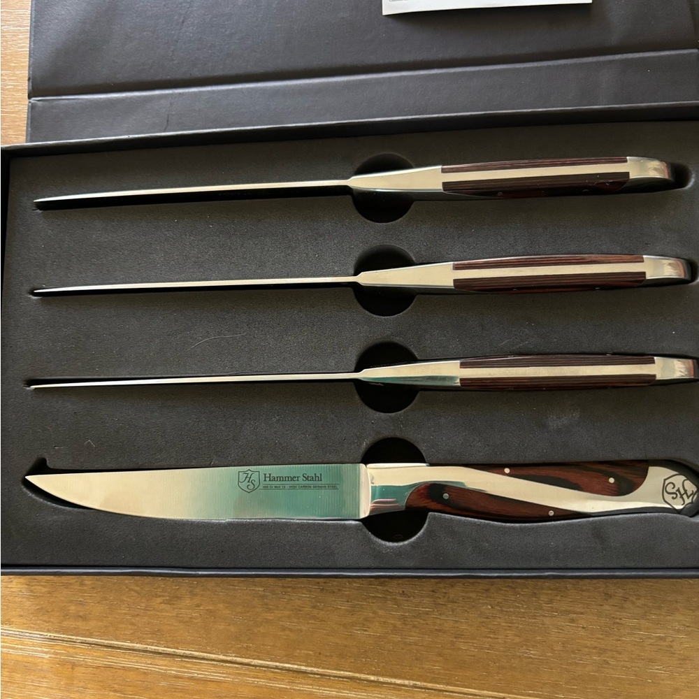 Beautiful, unused Hammer Stahl steak knives